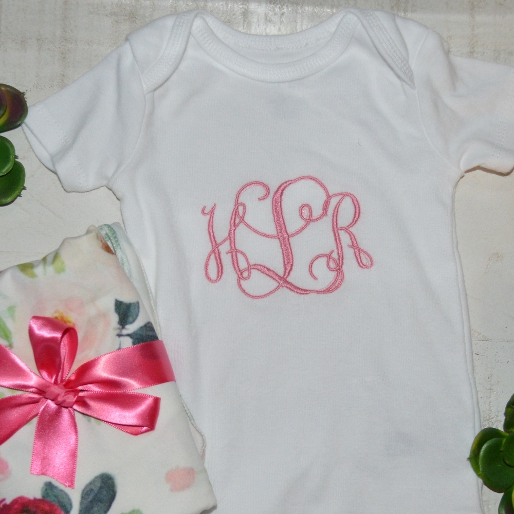 Monogrammed Personalized Baby Onesie Gift